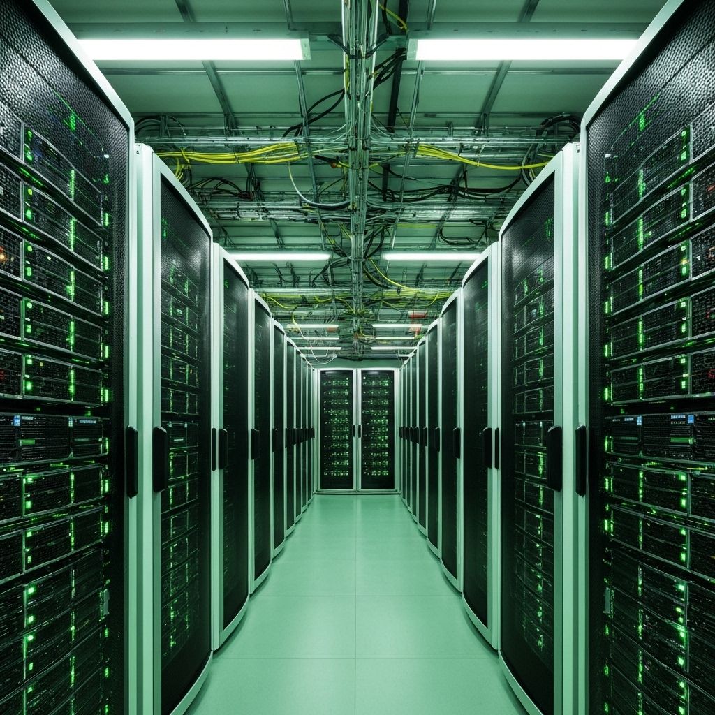 Modern data center with servers